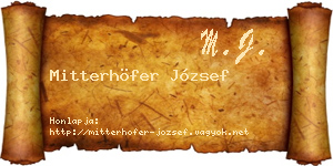 Mitterhöfer József névjegykártya